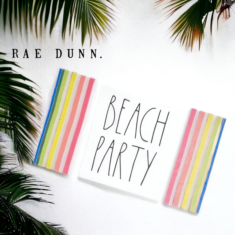 Beach party rainbow striped 100% cotton oversized Beach towel by Rae dunn NEW